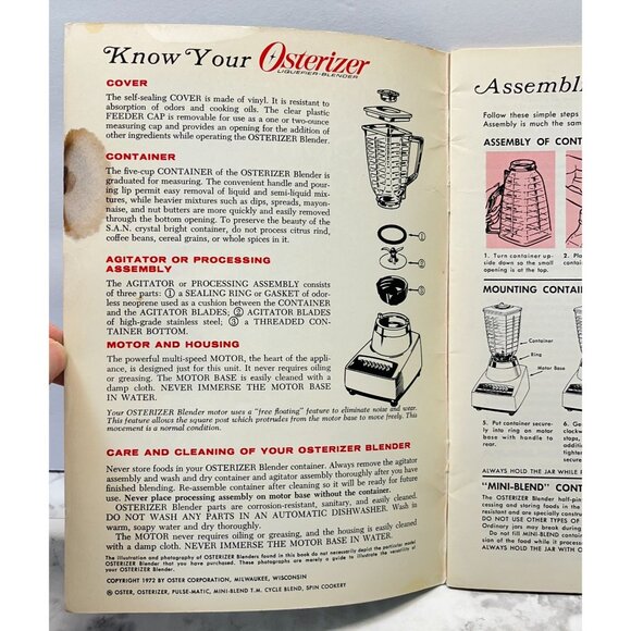 Osterizer Blender Spin Cookery Cookbook Vintage 1972 Recipes Oster Instructions - Picture 2 of 8